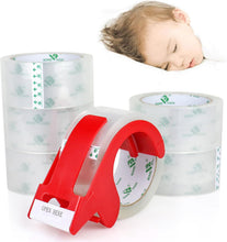 이미지를 갤러리 뷰어에 로드 , No Noise Quiet Clear Packing Tape, Heavy Duty Packaging Tape, Refill Rolls for Sealing Packing and Shipping, 2.4Mil 1.88Inch 55Yards 6Rolls, with Free Dispenser
