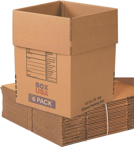 Moving Boxes Large Heavy Duty 18X18X24 (6-Pack) Corrugated Cardboard Box for Shipping, Mailing, Packing, Packaging and Storage 18